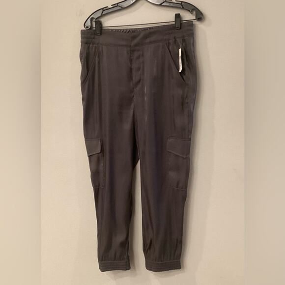 Anthropologie Shiny Carbon Cargo Ladies Jogger Pants in Size MP. NWT.